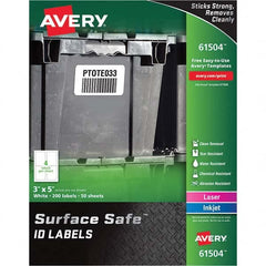 AVERY - Pack of (200), 3" x 5" White Polyester Durable Square Labels - USA Tool & Supply