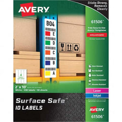 AVERY - Pack of (200), 2" x 10" White Polyester Durable Square Labels - USA Tool & Supply