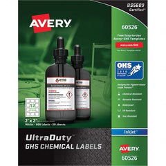 AVERY - Pack of (600), 2" x 2" White Synthetic Film ID Labels - USA Tool & Supply