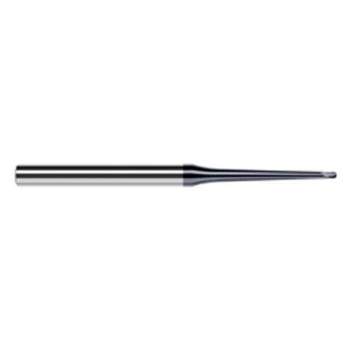 3/64″ Dia. × 1/4″ Shank × 0.038″ DOC × 3″ OAL, Carbide AlTiN, 2 Flute, Ballnose End Mill - Exact Industrial Supply