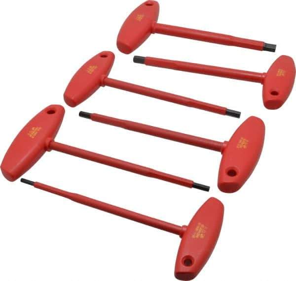 Wiha - 6 Piece T-Handle Hex Key Set - Hex Range 5/32 to 3/8", Chrome Vanadium Molybdenum - USA Tool & Supply