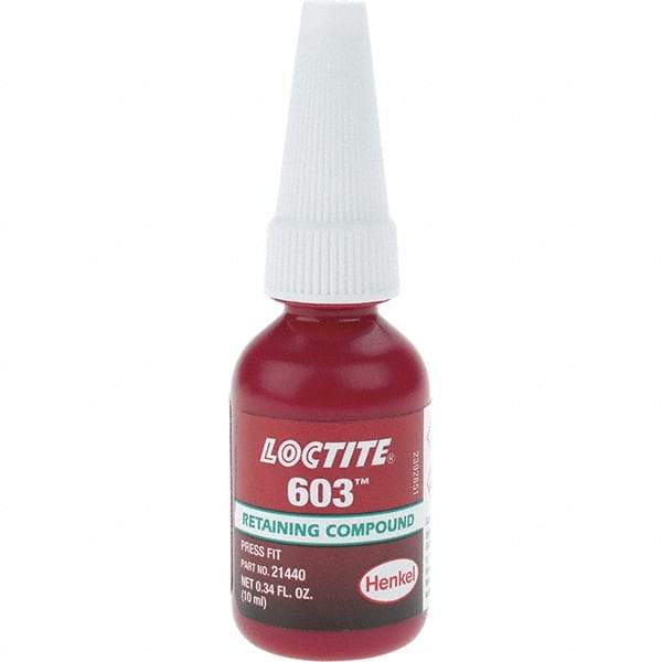 Loctite - 10 mL Tube, Green, Liquid High Strength Retaining Compound - Series 603 - USA Tool & Supply