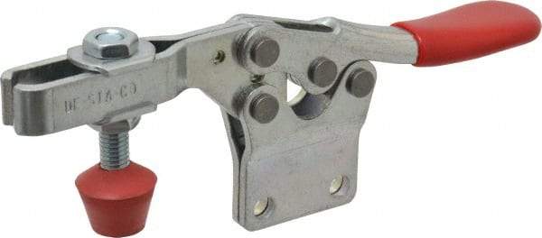 De-Sta-Co - 500 Lb Holding Capacity, Horizontal Handle, Manual Hold Down Toggle Clamp - 70° Handle Movement, 92° Bar Opening, U-Bar, Straight Base, Electro-Plated Zinc, Carbon Steel - USA Tool & Supply