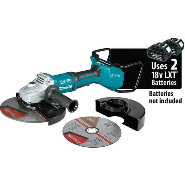 Makita - 9" Wheel Diam, 6,000 RPM, Cordless Angle & Disc Grinder - 5/8-11 Spindle, 36 Volts - USA Tool & Supply