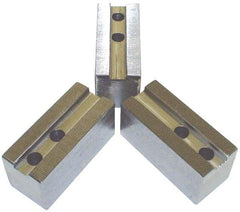 H & R Manufacturing - 3/32 x 90° Serrated Attachment, Square Soft Lathe Chuck Jaw - 3 Jaws, Steel, 1-9/16" Btw Mount Hole Ctrs, 6-1/4" Long x 2-1/2" Wide x 3" High, 1" Groove - USA Tool & Supply