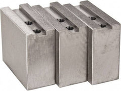 H & R Manufacturing - 1.5mm x 60° Serrated Attachment, Square Soft Lathe Chuck Jaw - 3 Jaws, Steel, 1.181" Btw Mount Hole Ctrs, 4" Long x 1-3/4" Wide x 3-1/2" High, 0.63" Groove, 12mm Fastener - USA Tool & Supply