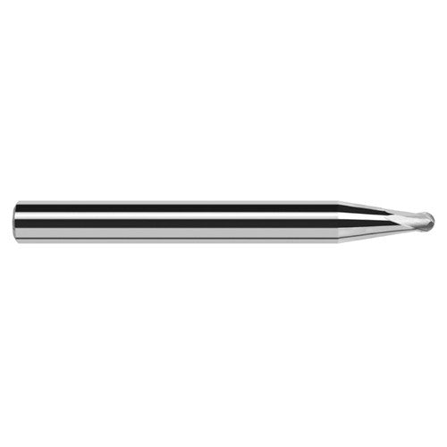 ‎3/16″ Dia. × 1/4″ Shank × 0.15″ DOC × 2-1/2″ OAL, Carbide Uncoated, 2 Flute, Ballnose End Mill - Exact Industrial Supply
