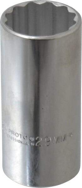 Proto - 1/2" Drive, Deep Hand Socket - 12 Points, 3-1/4" OAL, Chrome Finish - USA Tool & Supply