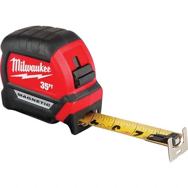 Milwaukee Tool - 35' x 1" Yellow/Black Blade Tape Measure - USA Tool & Supply