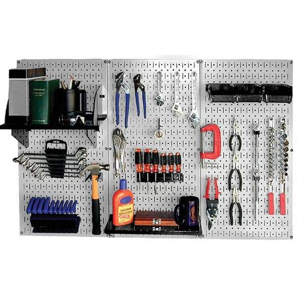 Wall Control - 48" Wide x 32" High Peg Board Kit - 3 Panels, Metal, Gray/Black - USA Tool & Supply