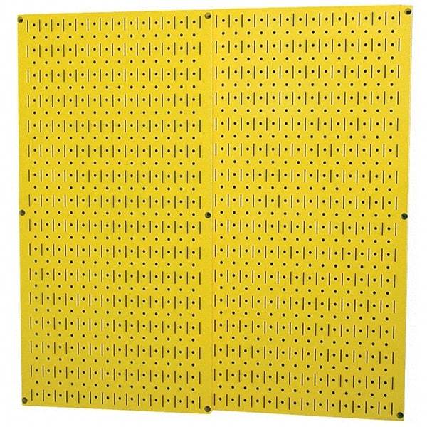 Wall Control - 32" Wide x 32" High Peg Board Storage Board - 2 Panels, Metal, Yellow - USA Tool & Supply