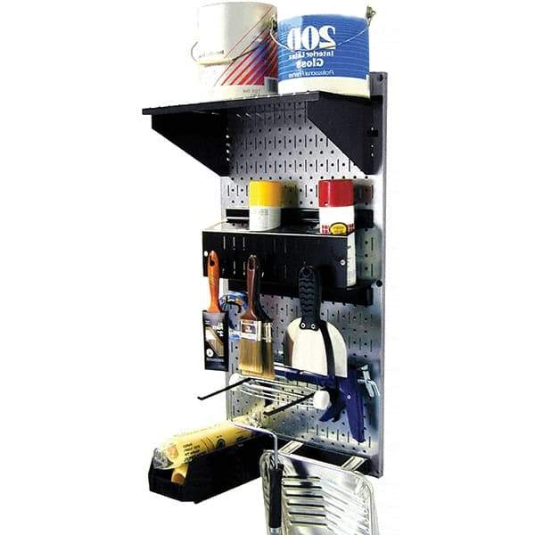 Wall Control - 16" Wide x 32" High Peg Board Kit - 1 Panels, Galvanized Steel, Galvanized/Black - USA Tool & Supply