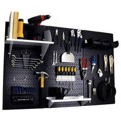 Wall Control - 48" Wide x 32" High Peg Board Kit - 3 Panels, Metal, Black/White - USA Tool & Supply