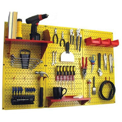 Wall Control - 48" Wide x 32" High Peg Board Kit - 3 Panels, Metal, Yellow/Red - USA Tool & Supply