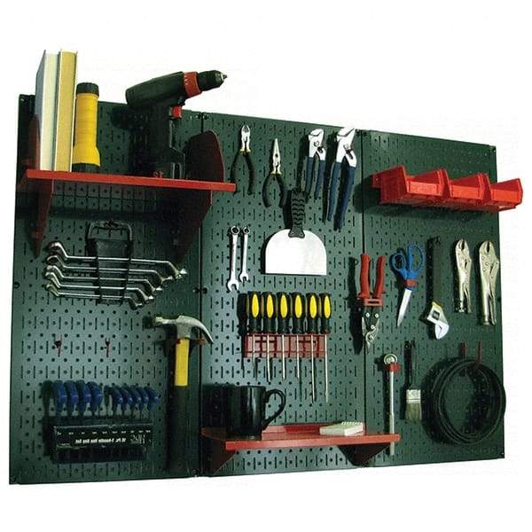 Wall Control - 48" Wide x 32" High Peg Board Kit - 3 Panels, Metal, Green/Red - USA Tool & Supply