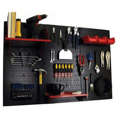 Wall Control - 48" Wide x 32" High Peg Board Kit - 3 Panels, Metal, Black/Red - USA Tool & Supply