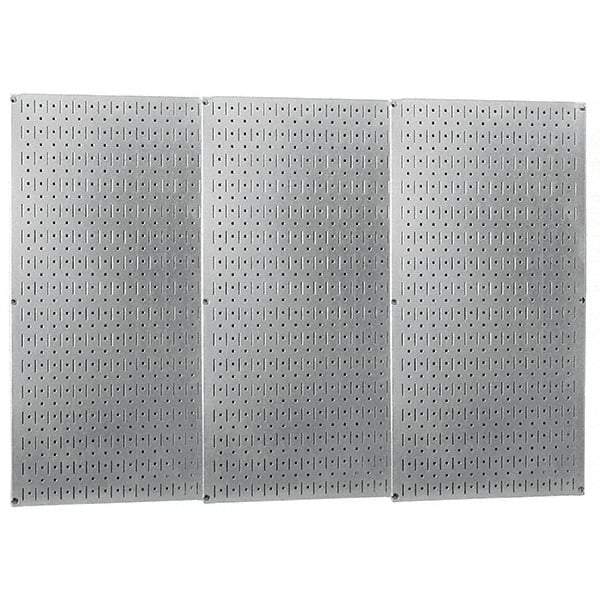 Wall Control - 48" Wide x 32" High Peg Board Storage Board - 3 Panels, Galvanized Steel, Metallic - USA Tool & Supply