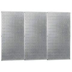 Wall Control - 48" Wide x 32" High Peg Board Storage Board - 3 Panels, Galvanized Steel, Metallic - USA Tool & Supply