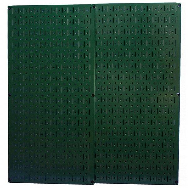 Wall Control - 32" Wide x 32" High Peg Board Storage Board - 2 Panels, Metal, Green - USA Tool & Supply