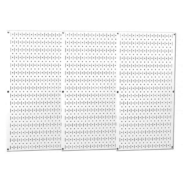 Wall Control - 48" Wide x 32" High Peg Board Storage Board - 3 Panels, Metal, White - USA Tool & Supply