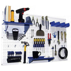 Wall Control - 48" Wide x 32" High Peg Board Kit - 3 Panels, Metal, White/Blue - USA Tool & Supply
