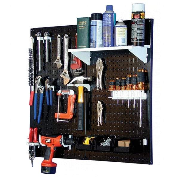 Wall Control - 32" Wide x 32" High Peg Board Kit - 2 Panels, Metal, Black/White - USA Tool & Supply