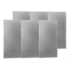 Wall Control - 96" Wide x 32" High Peg Board Storage Board - 6 Panels, Galvanized Steel, Metallic - USA Tool & Supply