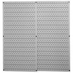 Wall Control - 32" Wide x 32" High Peg Board Storage Board - 2 Panels, Metal, Gray - USA Tool & Supply