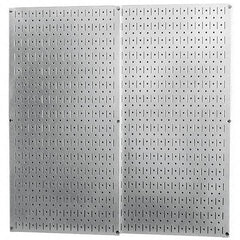 Wall Control - 32" Wide x 32" High Peg Board Storage Board - 2 Panels, Galvanized Steel, Metallic - USA Tool & Supply
