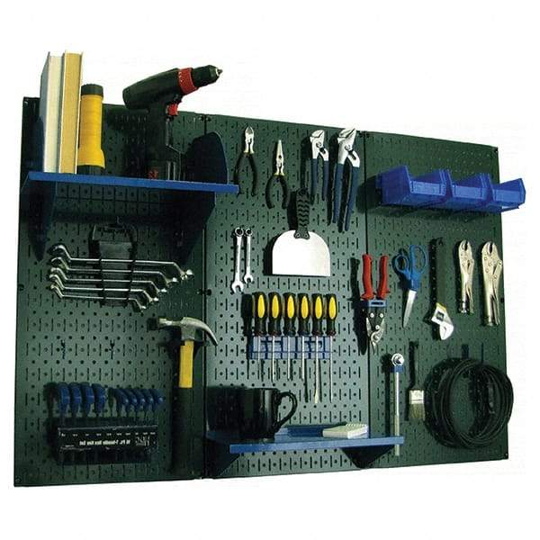 Wall Control - 48" Wide x 32" High Peg Board Kit - 3 Panels, Metal, Green/Blue - USA Tool & Supply