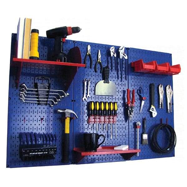 Wall Control - 48" Wide x 32" High Peg Board Kit - 3 Panels, Metal, Blue/Red - USA Tool & Supply