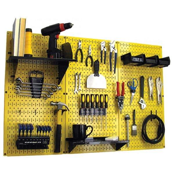 Wall Control - 48" Wide x 32" High Peg Board Kit - 3 Panels, Metal, Yellow/Black - USA Tool & Supply