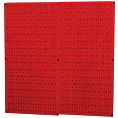 Wall Control - 32" Wide x 32" High Peg Board Storage Board - 2 Panels, Metal, Red - USA Tool & Supply