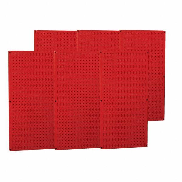 Wall Control - 96" Wide x 32" High Peg Board Storage Board - 6 Panels, Metal, Red - USA Tool & Supply