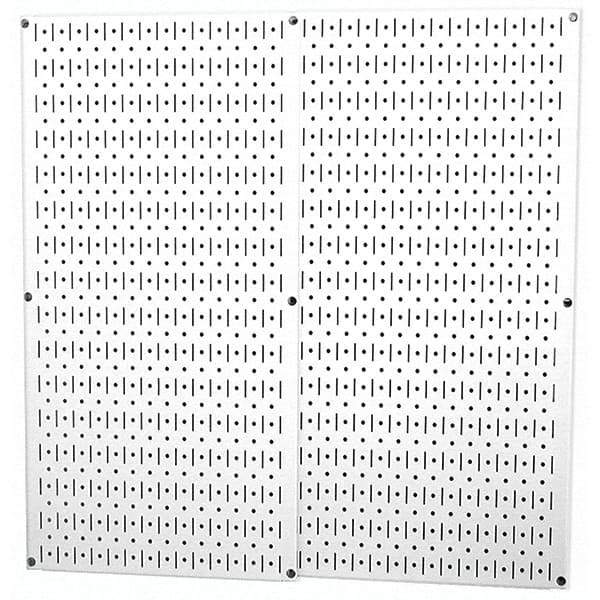 Wall Control - 32" Wide x 32" High Peg Board Storage Board - 2 Panels, Metal, White - USA Tool & Supply