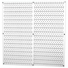 Wall Control - 32" Wide x 32" High Peg Board Storage Board - 2 Panels, Metal, White - USA Tool & Supply
