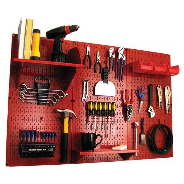 Wall Control - 48" Wide x 32" High Peg Board Kit - 3 Panels, Metal, Red - USA Tool & Supply