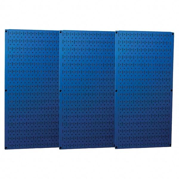 Wall Control - 48" Wide x 32" High Peg Board Storage Board - 3 Panels, Metal, Blue - USA Tool & Supply