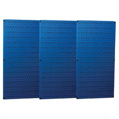 Wall Control - 48" Wide x 32" High Peg Board Storage Board - 3 Panels, Metal, Blue - USA Tool & Supply