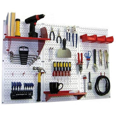 Wall Control - 48" Wide x 32" High Peg Board Kit - 3 Panels, Metal, White/Red - USA Tool & Supply