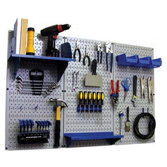 Wall Control - 48" Wide x 32" High Peg Board Kit - 3 Panels, Metal, Gray/Blue - USA Tool & Supply