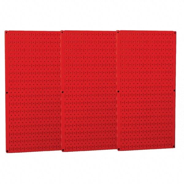 Wall Control - 48" Wide x 32" High Peg Board Storage Board - 3 Panels, Metal, Red - USA Tool & Supply