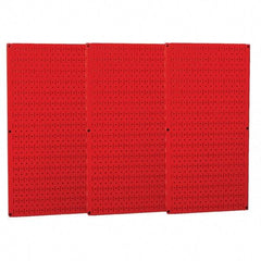Wall Control - 48" Wide x 32" High Peg Board Storage Board - 3 Panels, Metal, Red - USA Tool & Supply