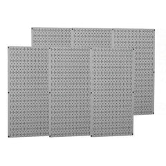 Wall Control - 96" Wide x 32" High Peg Board Storage Board - 6 Panels, Metal, Gray - USA Tool & Supply