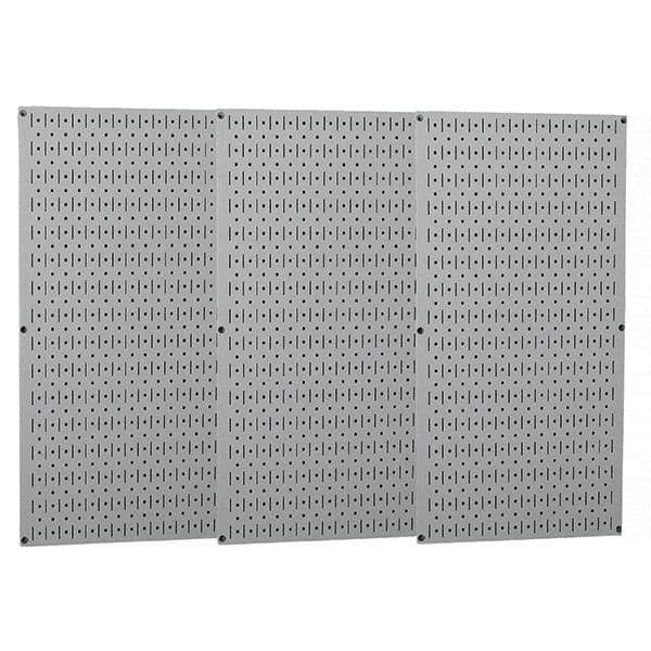 Wall Control - 48" Wide x 32" High Peg Board Storage Board - 3 Panels, Metal, Gray - USA Tool & Supply