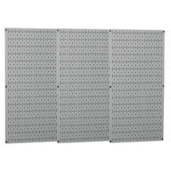 Wall Control - 48" Wide x 32" High Peg Board Storage Board - 3 Panels, Metal, Gray - USA Tool & Supply