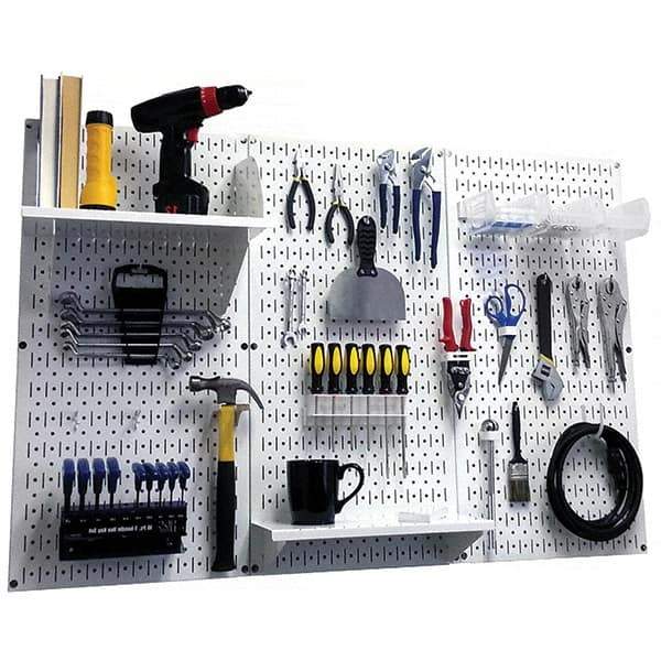 Wall Control - 48" Wide x 32" High Peg Board Kit - 3 Panels, Metal, White - USA Tool & Supply