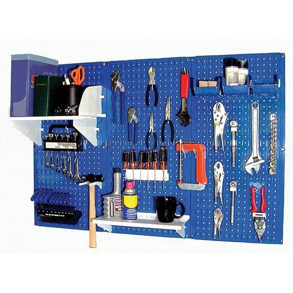 Wall Control - 48" Wide x 32" High Peg Board Kit - 3 Panels, Metal, Blue/White - USA Tool & Supply