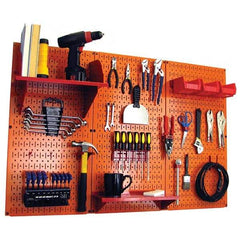 Wall Control - 48" Wide x 32" High Peg Board Kit - 3 Panels, Metal, Orange/Red - USA Tool & Supply