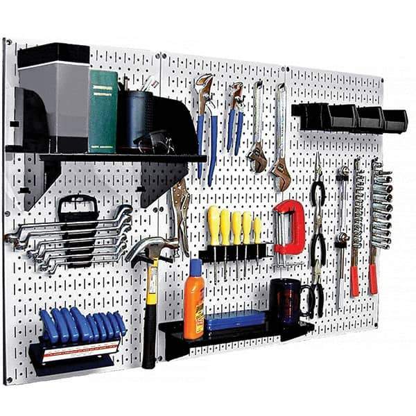 Wall Control - 48" Wide x 32" High Peg Board Kit - 3 Panels, Metal, White/Black - USA Tool & Supply